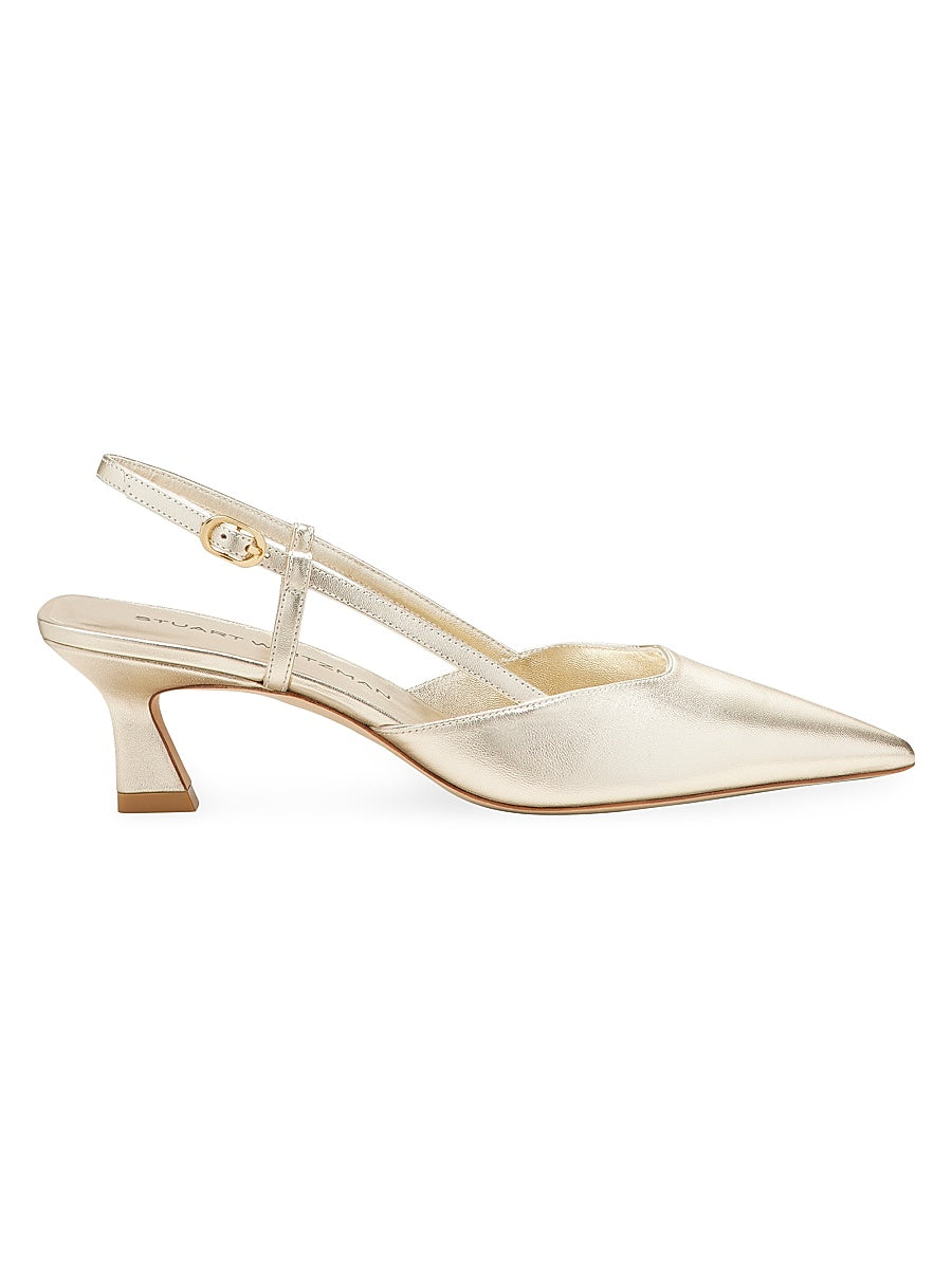 Vinnie 50MM Metallic Leather Slingback Pumps