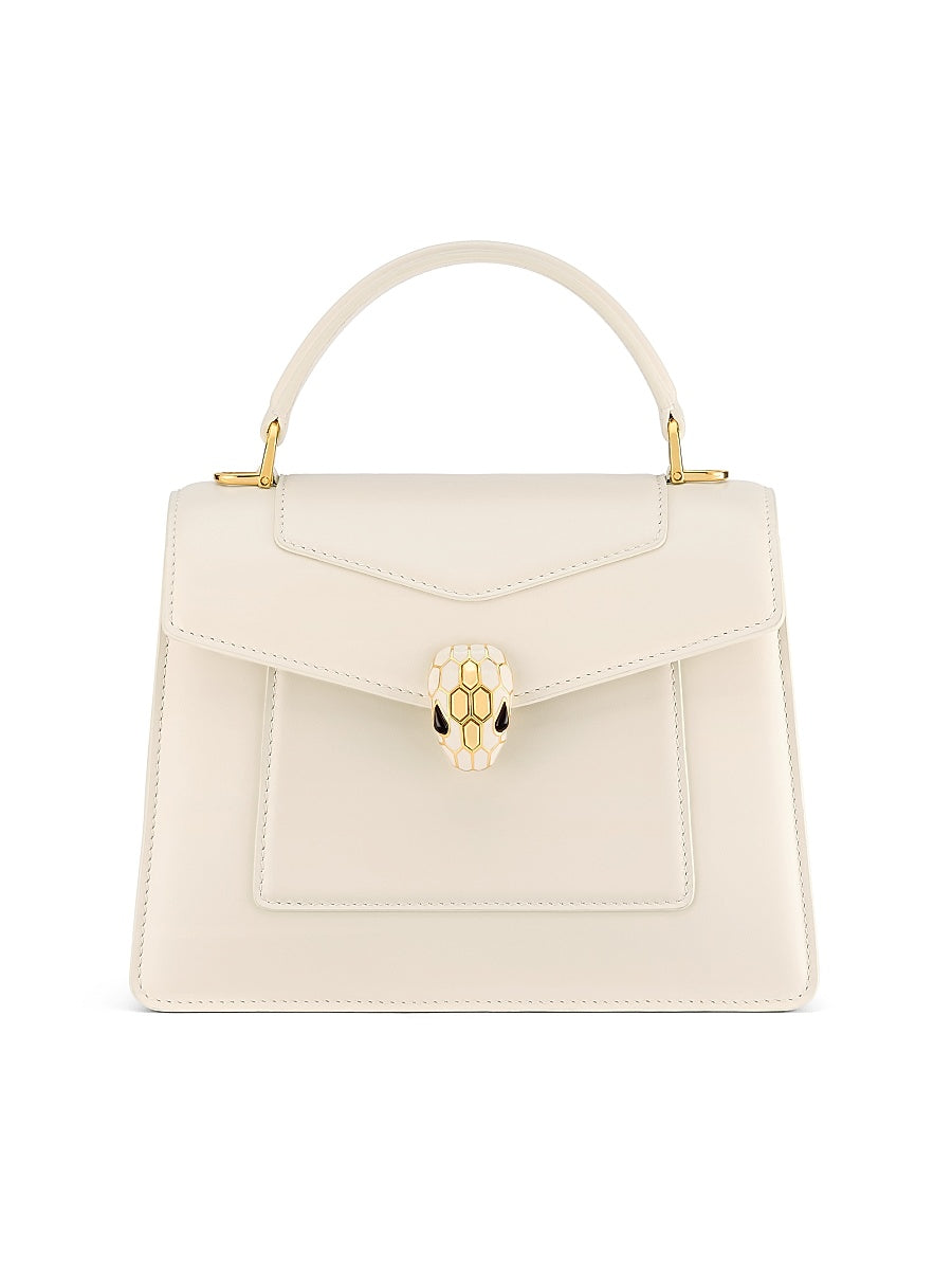 Serpenti Leather Top Handle Handbag