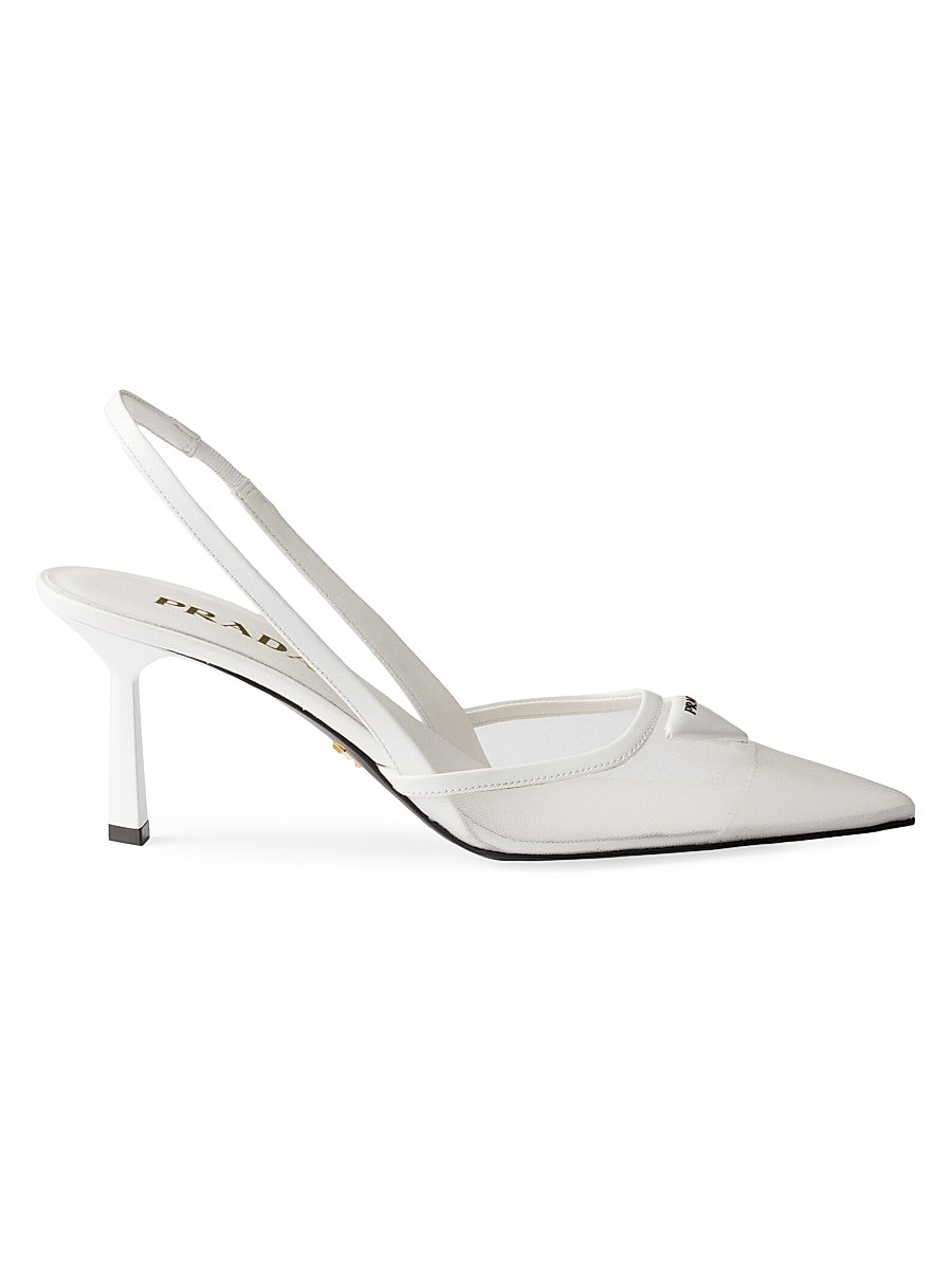 Mesh 75MM Fabric Slingback Pumps