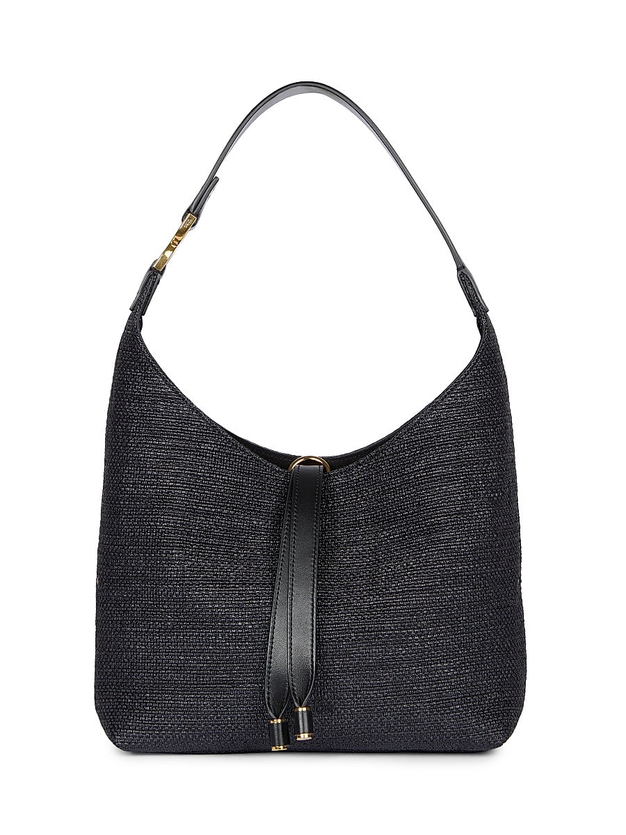 Small Marcie Logo Raffia Shoulder Bag