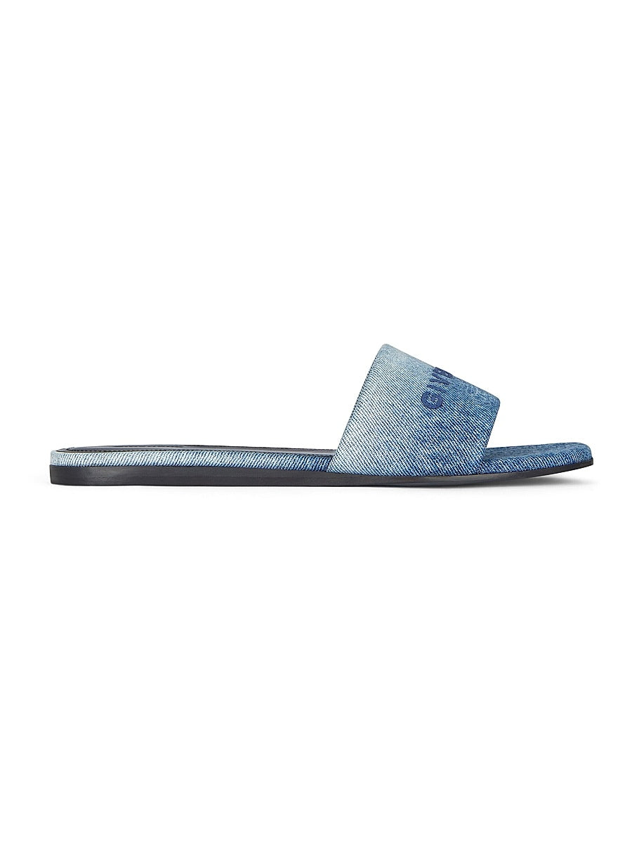 4G Flat Mules in Gradient Denim