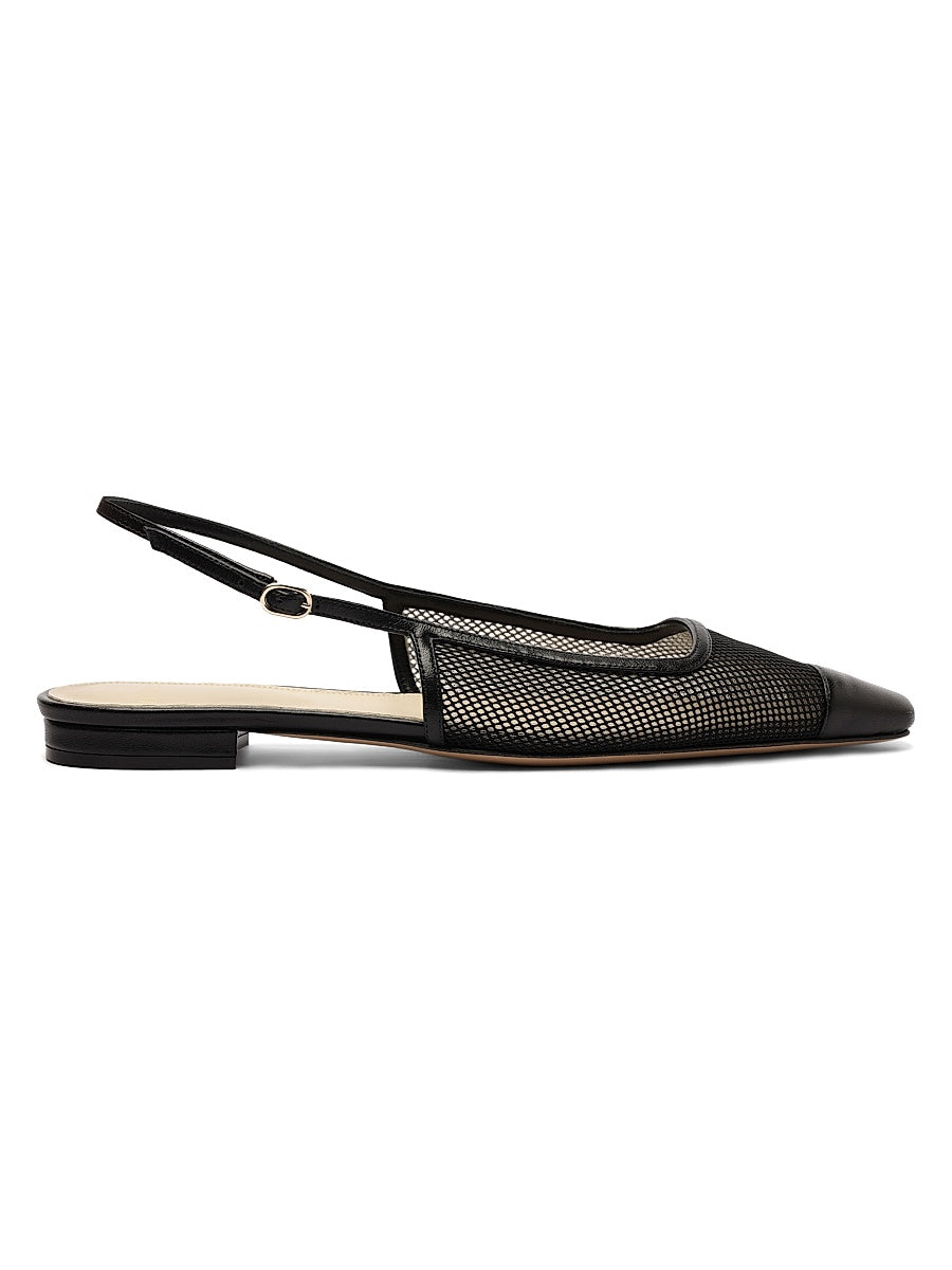 Olivia Mesh & Leather Slingback Flats