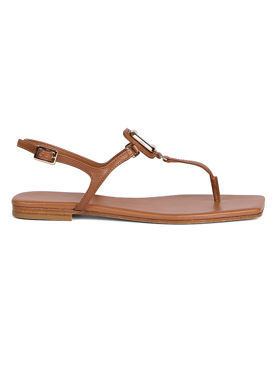 Viv By The Sea Embellished Leather T-Strap Sandals