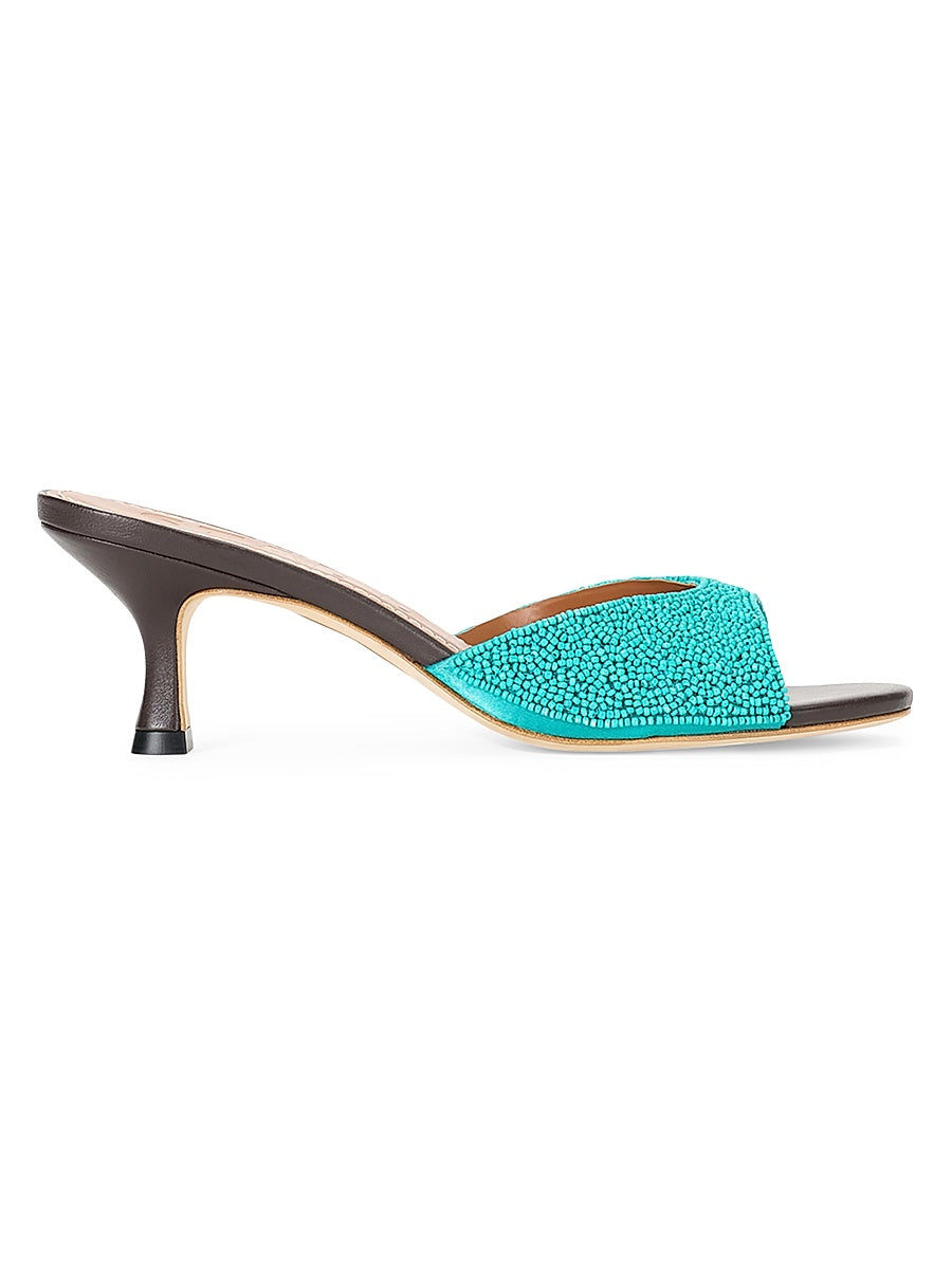 Brigitte 55MM Beaded Kitten-Heel Sandals