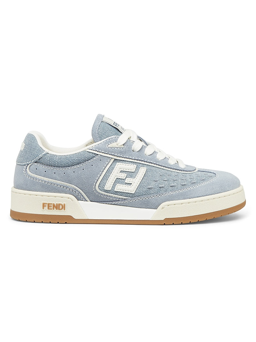 Match FF Denim & Suede Low-Top Sneakers