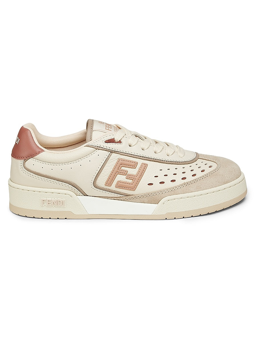 Match FF Denim & Suede Low-Top Sneakers
