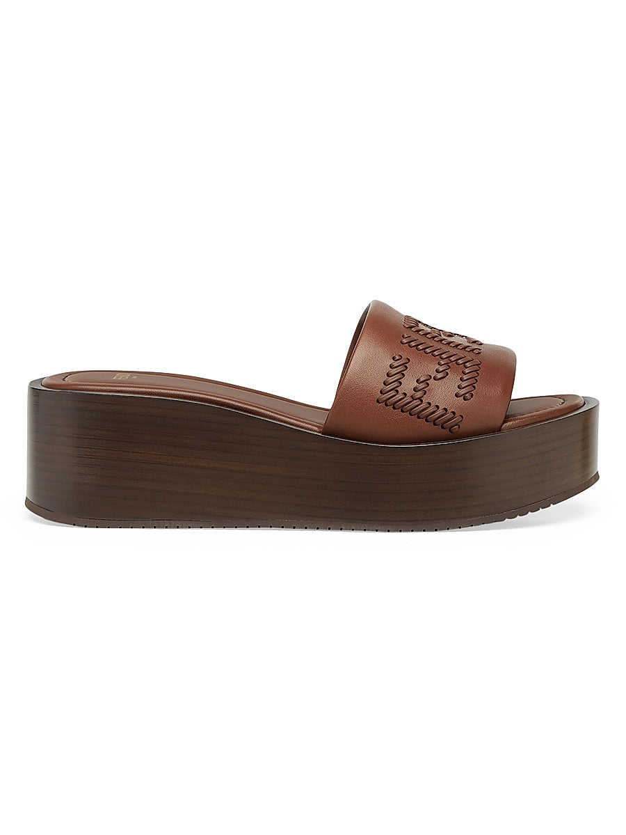 Sunshine 65MM FF Leather Platform Slide Sandals