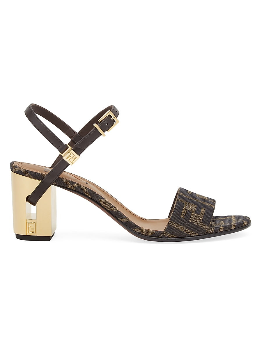 Delfina 65MM FF Debossed Leather Sandals
