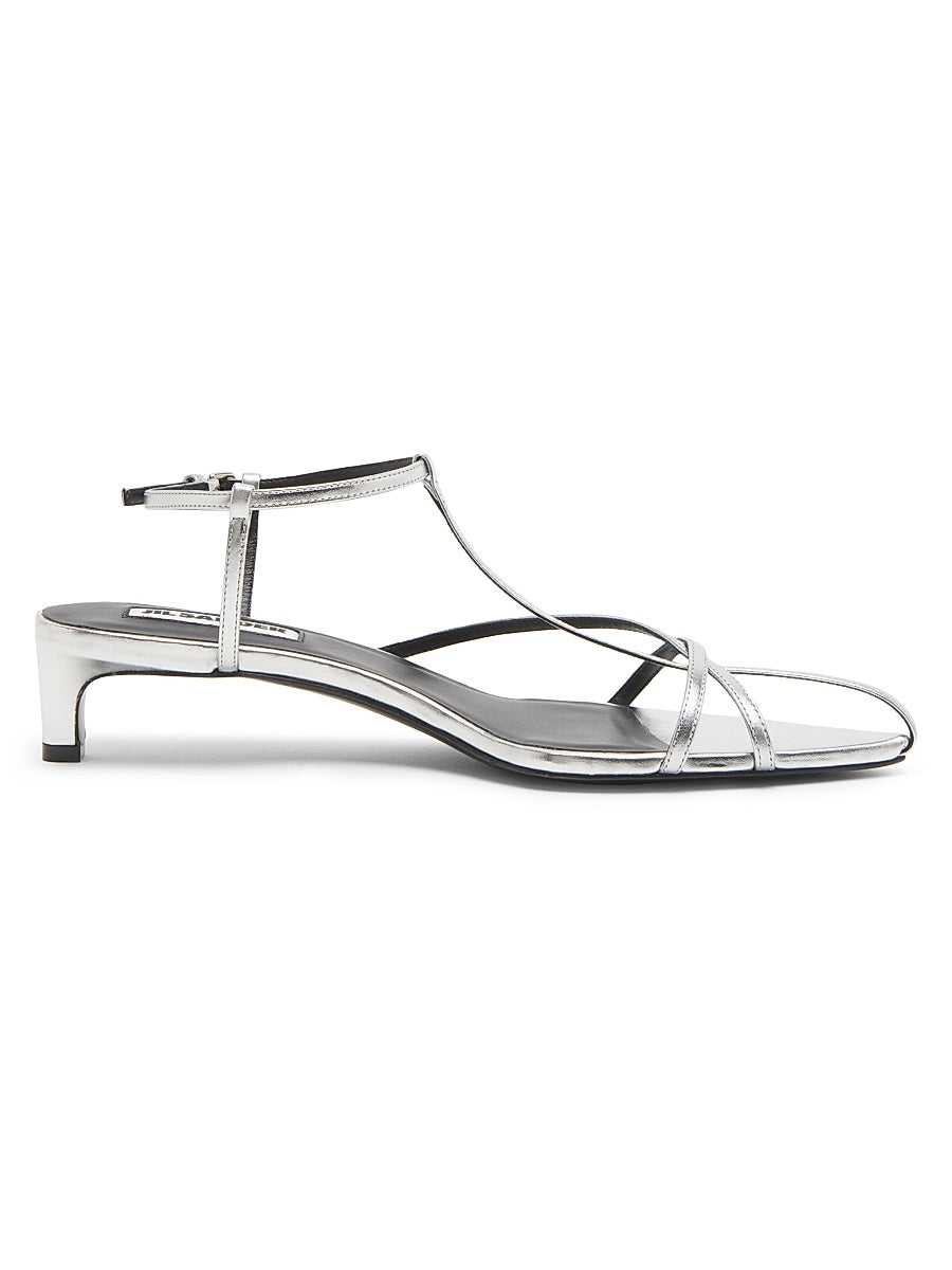 35MM Metallic Leather Kitten-Heel Sandals