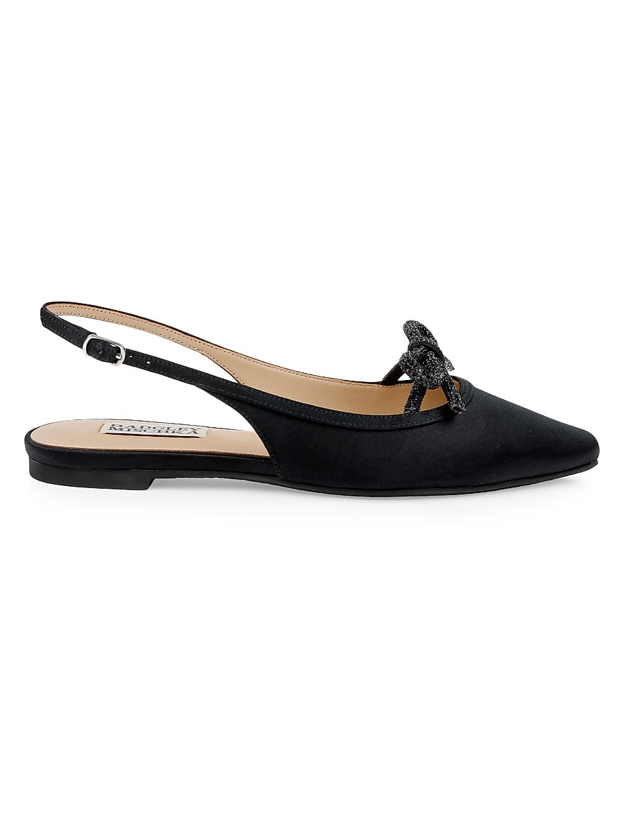 Genesis Bow Satin Slingback Flats