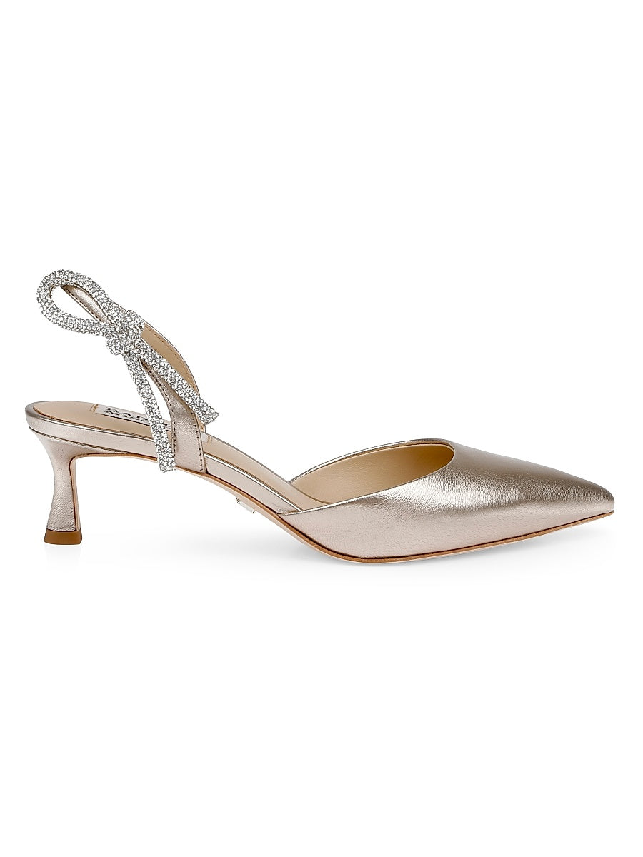 Gentry 50MM Metallic Leather Slingback Pumps