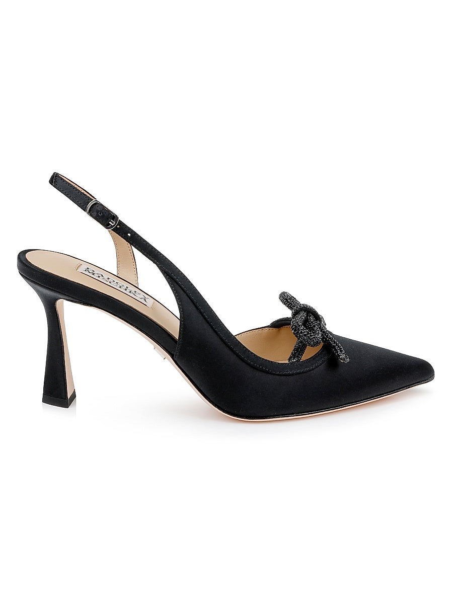 Georgie 80MM Embellished Satin Slingback Pumps