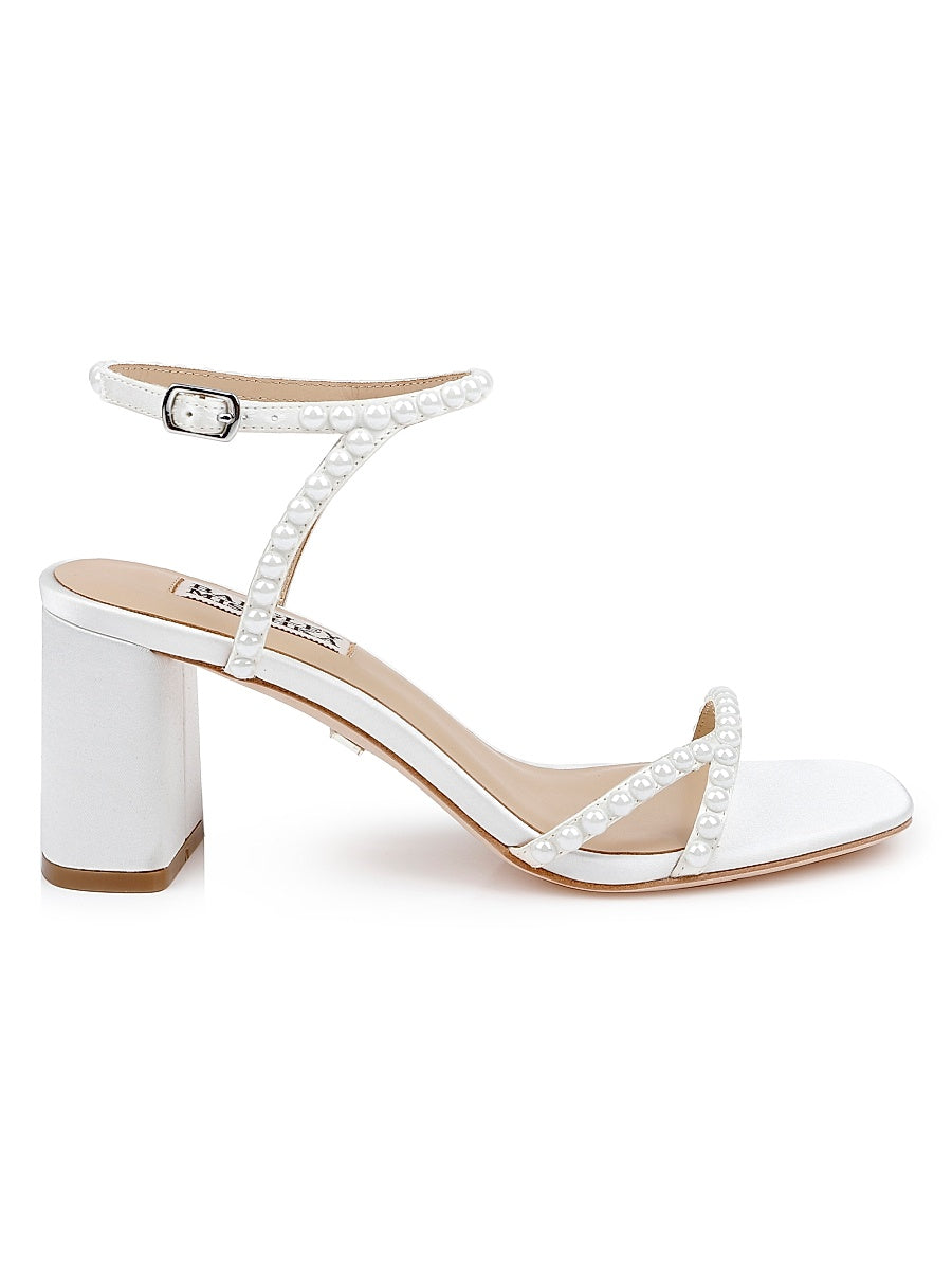Giabella 65MM Imitation Pearl-Embellished Satin Sandals