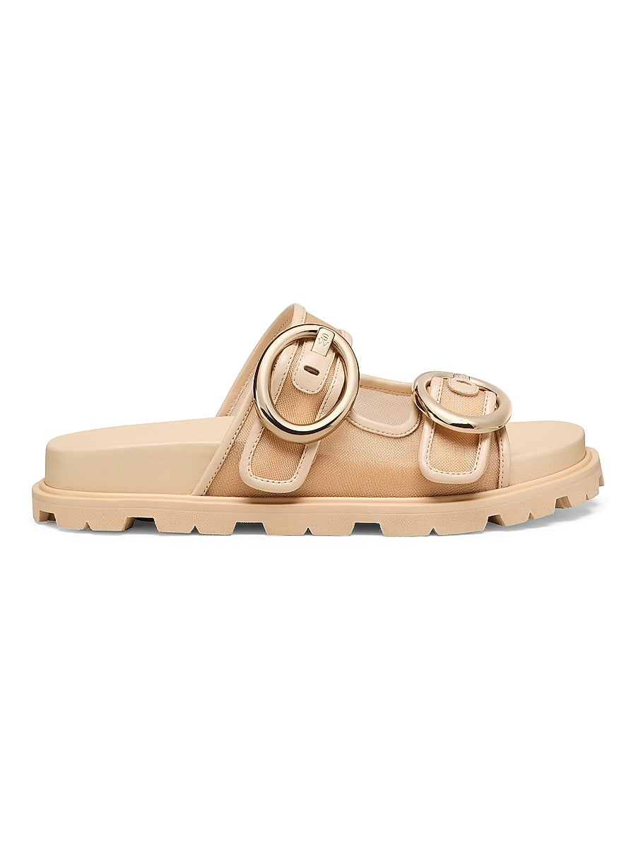 Benni Buckle-Detailed Mesh Slide Sandals