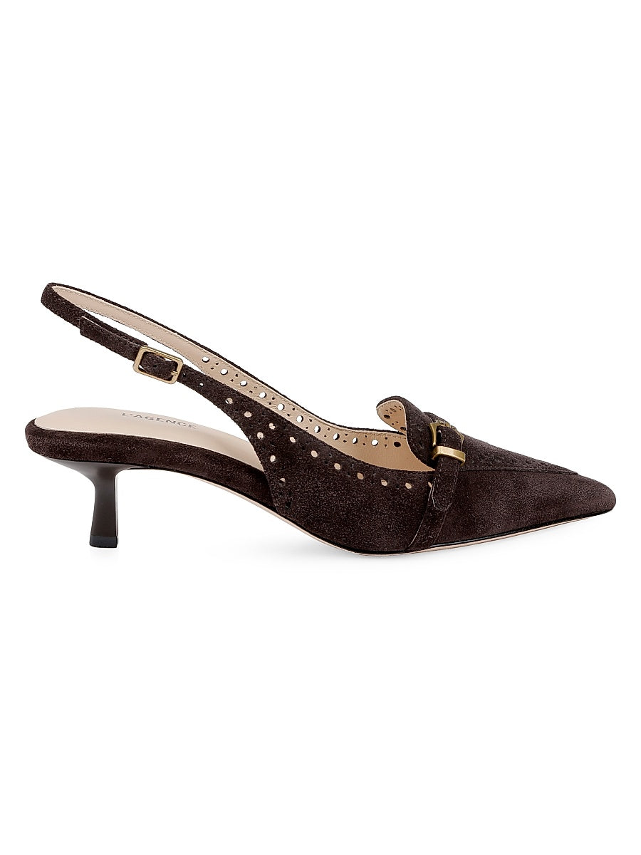 Lourdes 45MM Suede Slingback Pumps