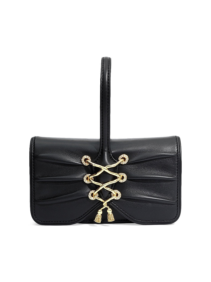 Lace-Up Leather Wristlet