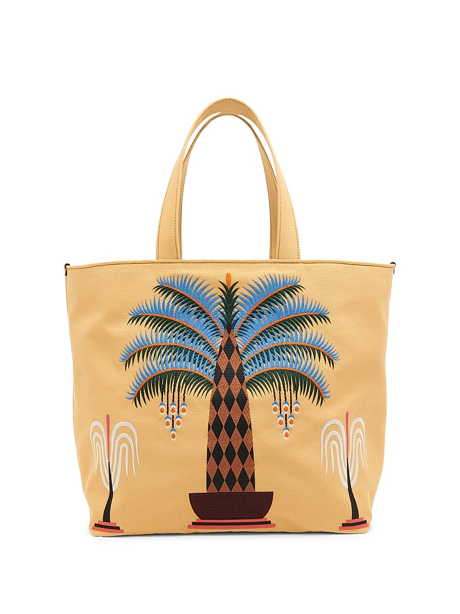 Embroidered Zip Canvas Tote