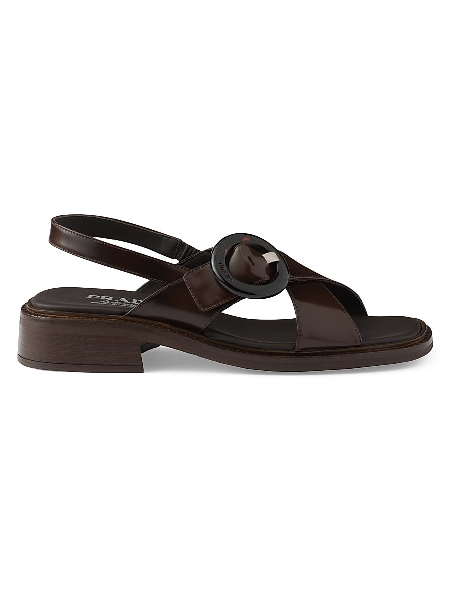 Brushed Leather Sandals with Buckle