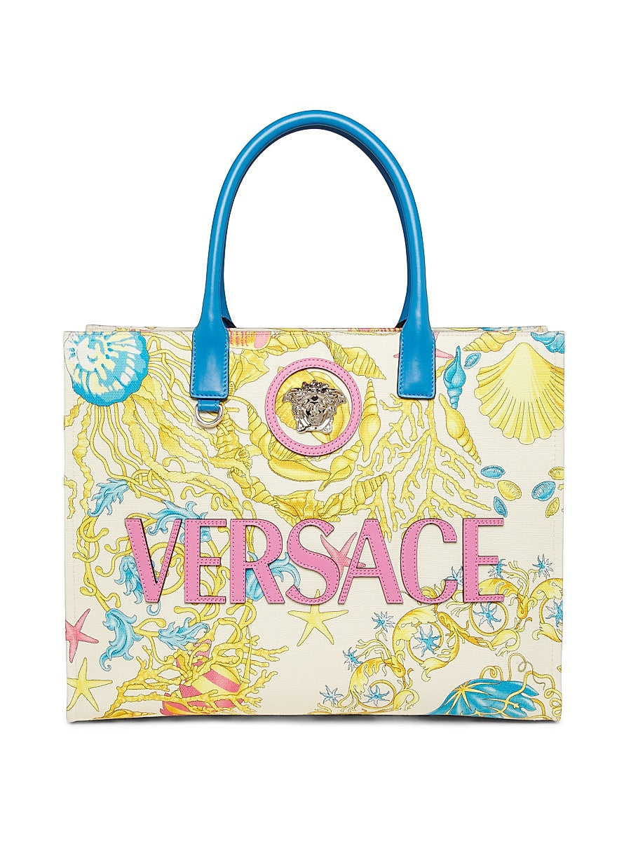 Logo Cotton & Leather Tote Bag