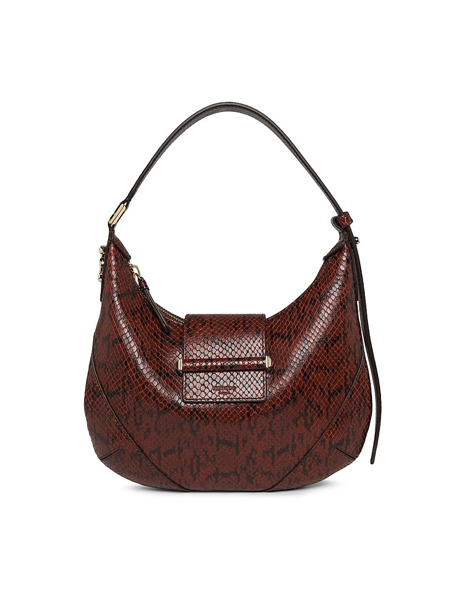 Bar Snake-Embossed Leather Hobo Bag
