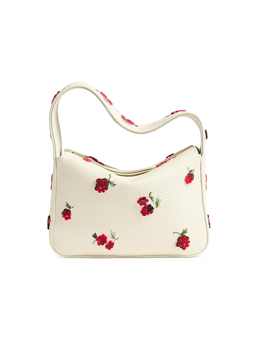 Elena Small Floral Appliqué Leather Top Handle Bag