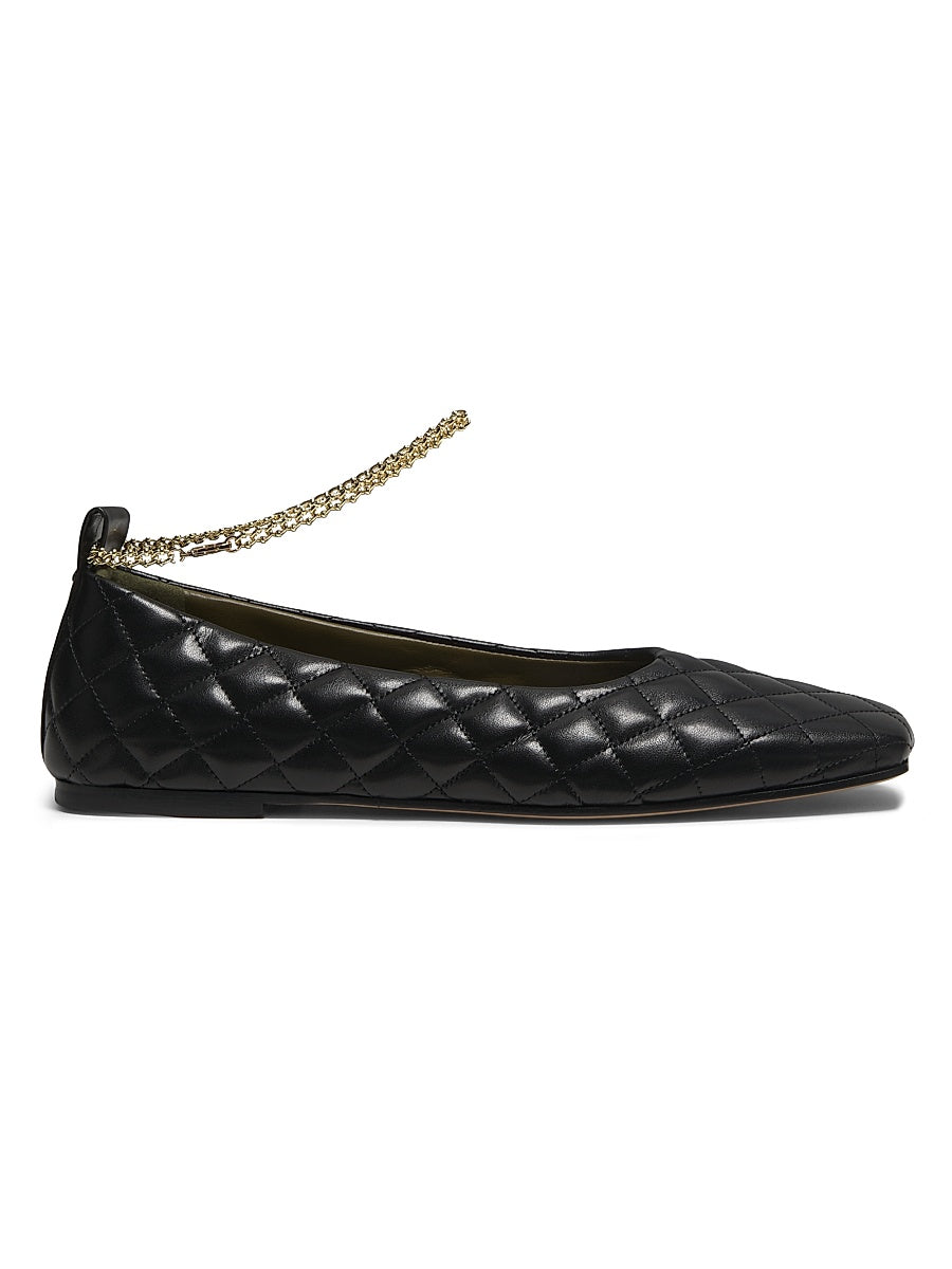Augusta Ankle Chain Faux Leather Ballet Flats