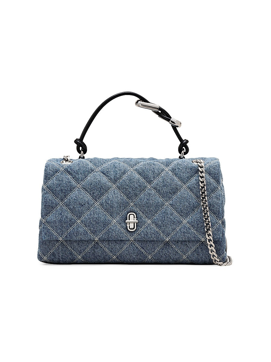 The Dual Chain Denim Quilted Shoulder Bag