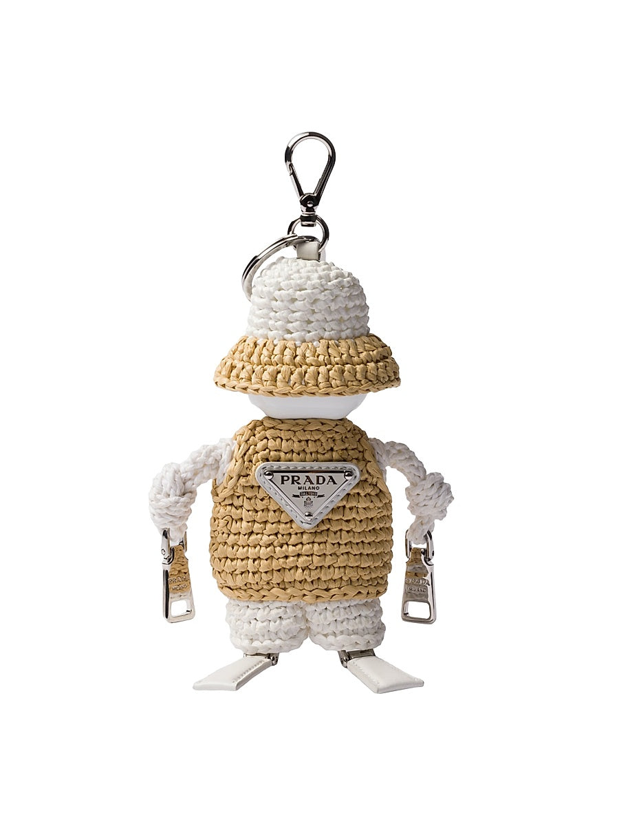 Soft Robot Raffia-Effect Bag Pendant