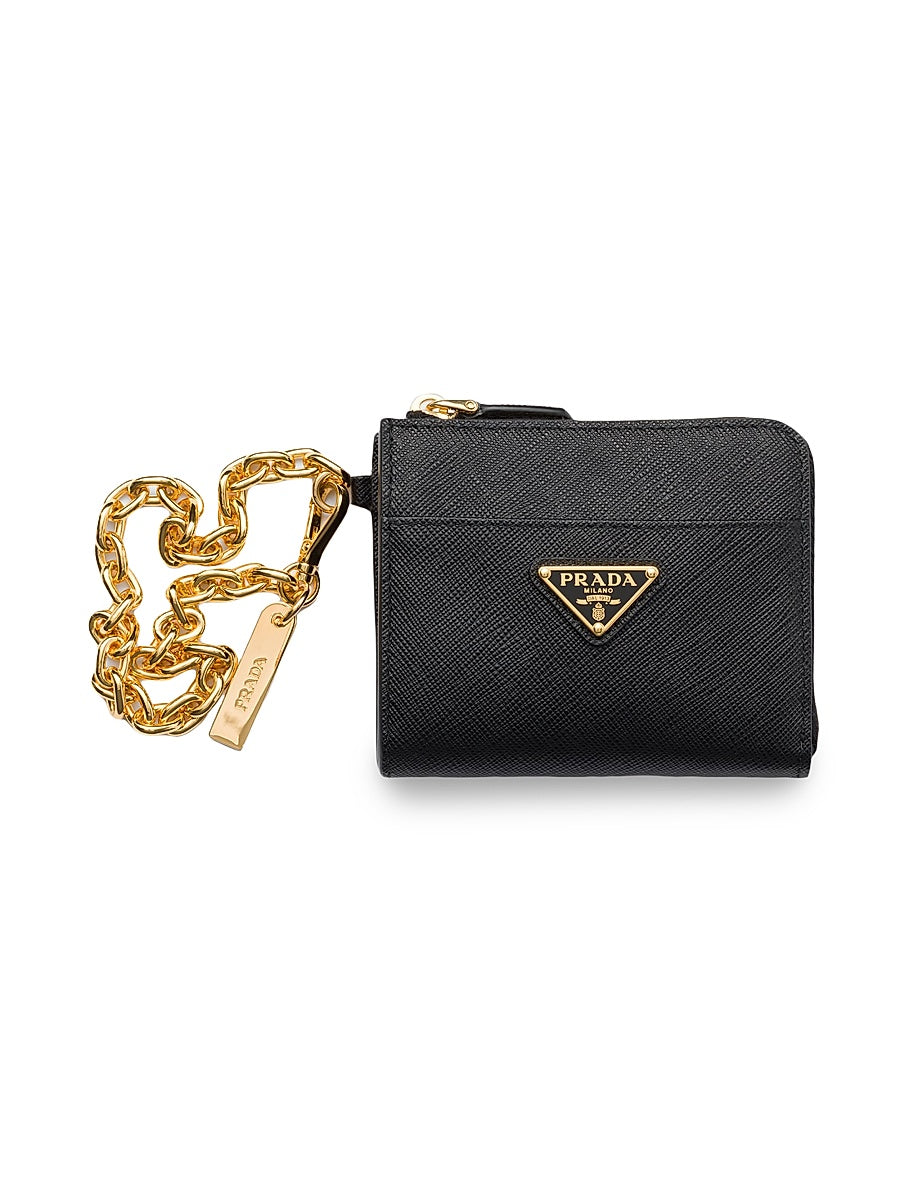 Small Saffiano Leather Zipper Wallet