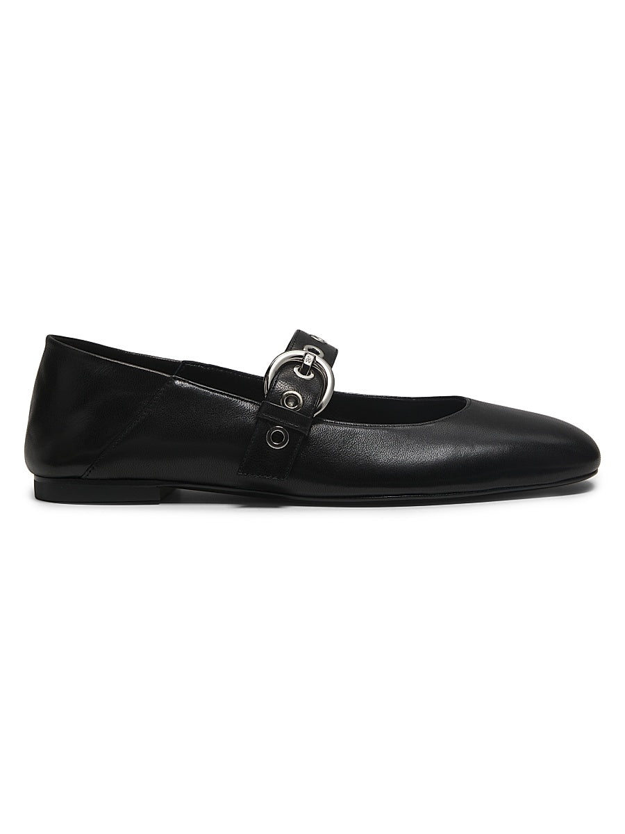 Supermoto Leather Mary Jane Flats