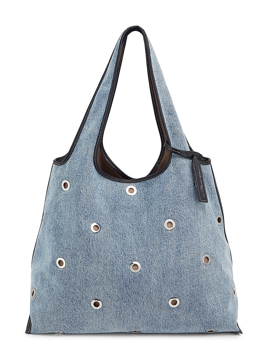 Market Studded Denim Tote Bag