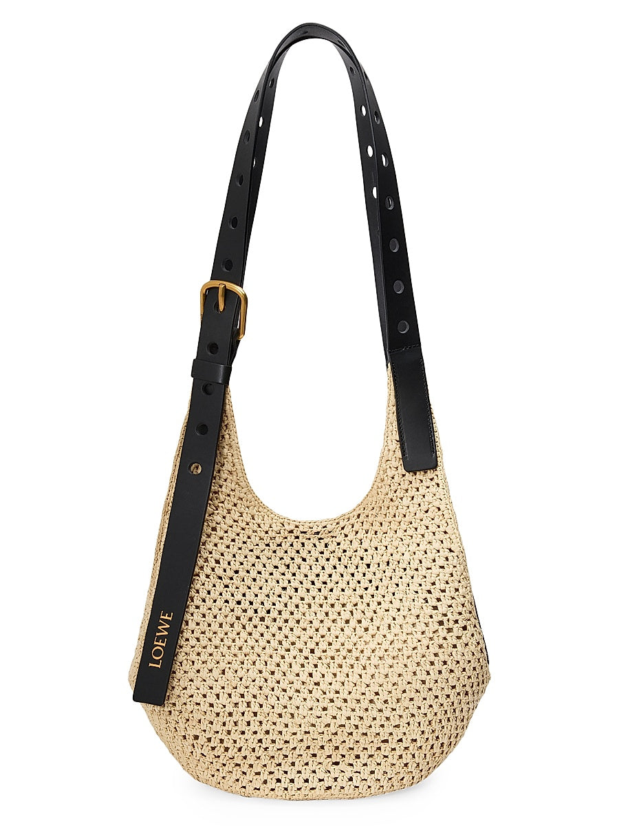 LOEWE x Paula's Ibiza Small Punch Hole Raffia Hobo Bag