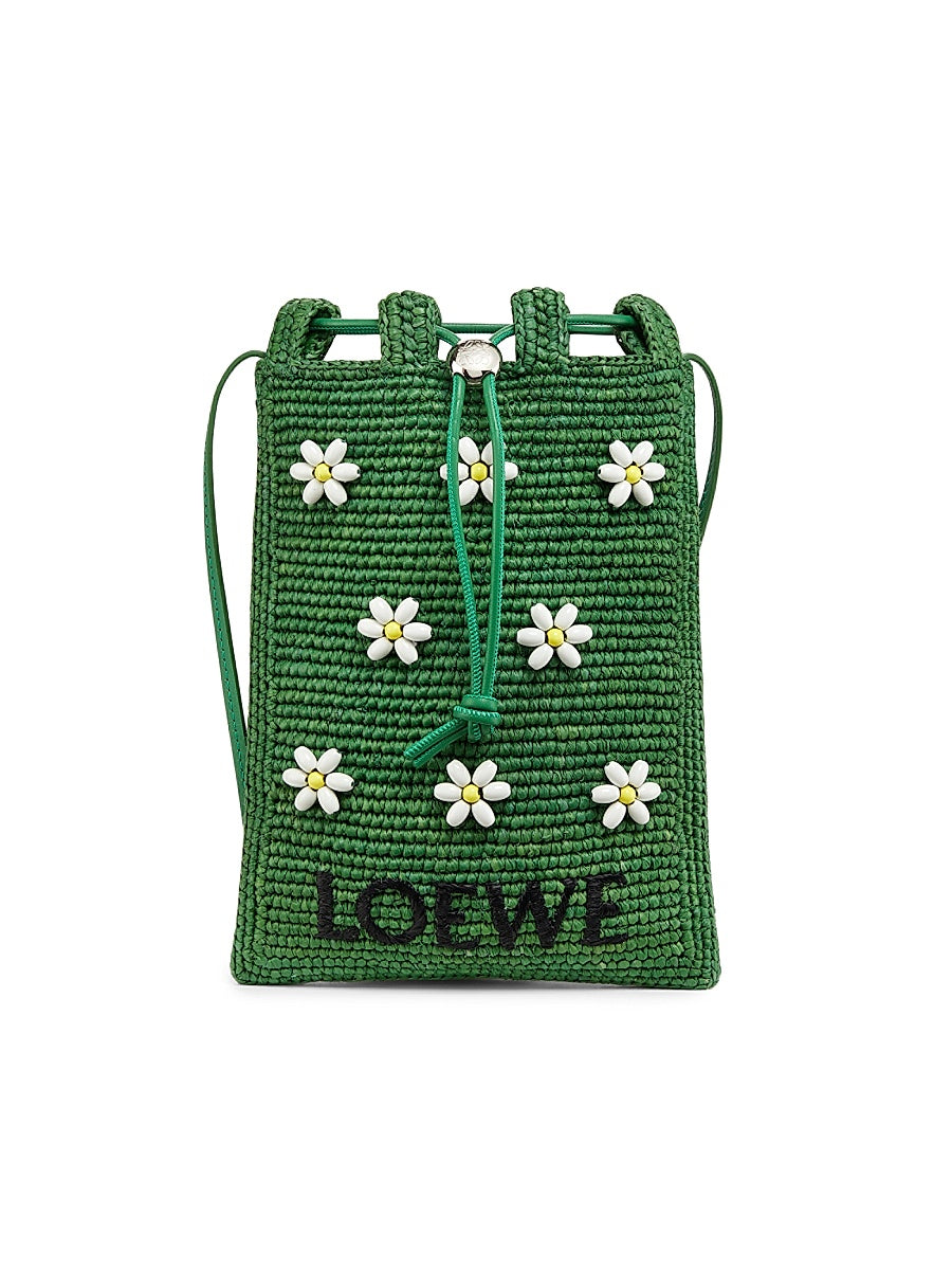 LOEWE x Paula's Ibiza Floral-Beaded Raffia Crossbody Bag