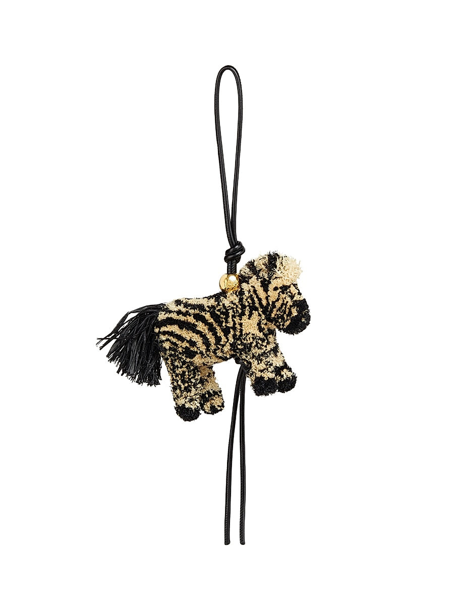 LOEWE x Paula's Ibiza Raffia & Leather Zebra Charm