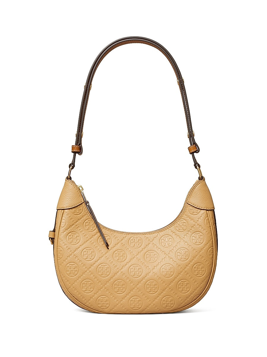 T Monogram Pebble Leather Shoulder Bag