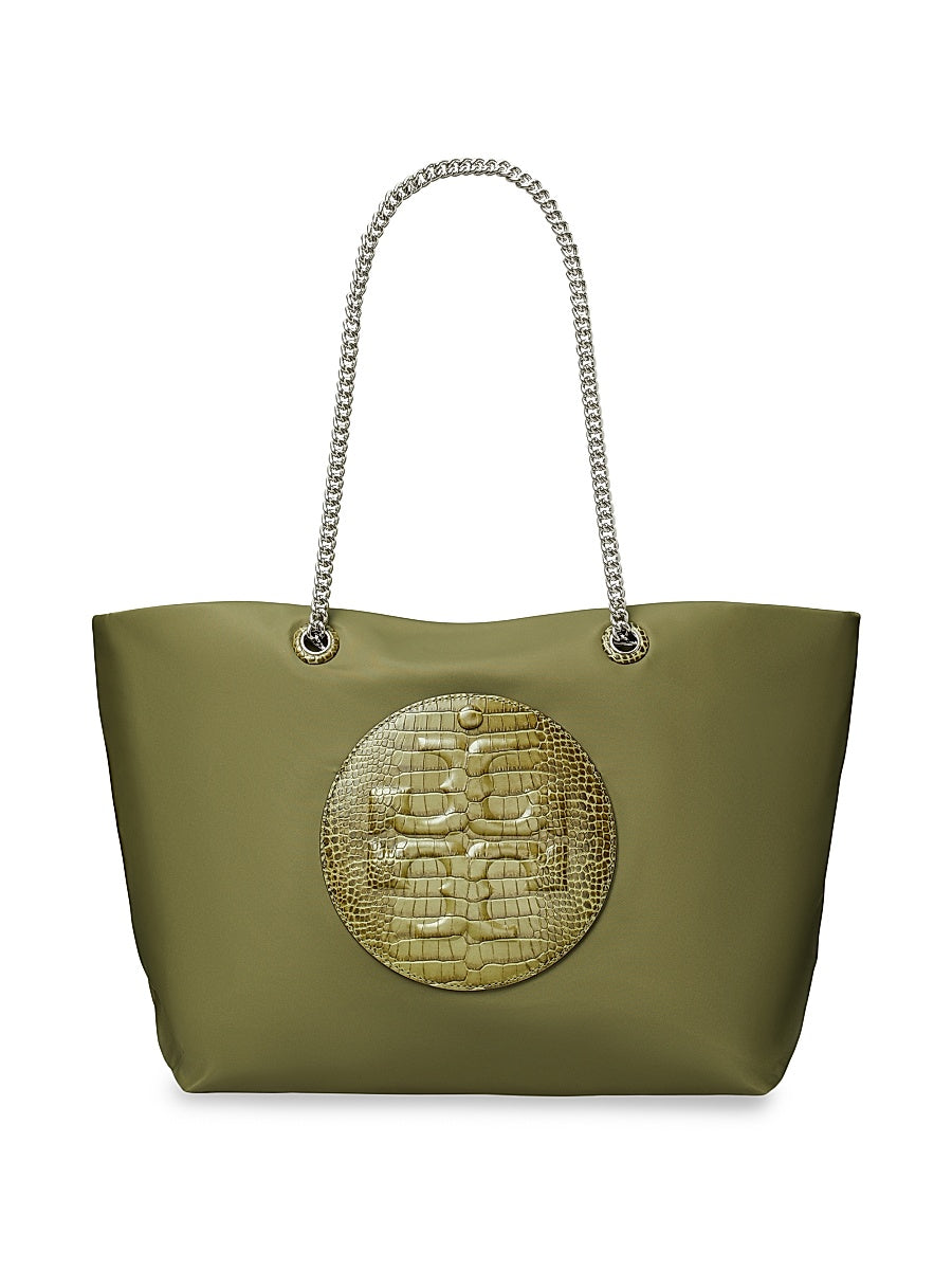 Ella Croc-Embossed-Trim Tote Bag