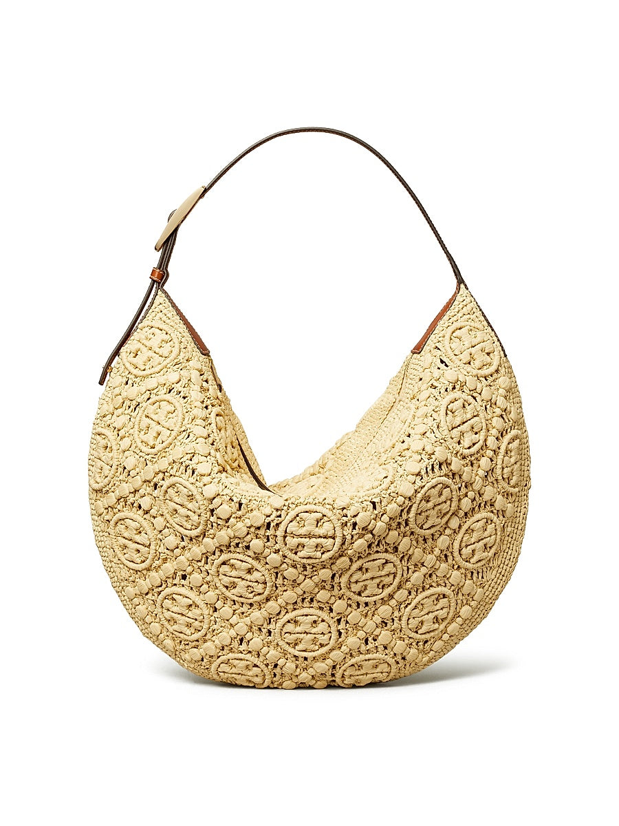 Monogram Raffia Hobo Bag