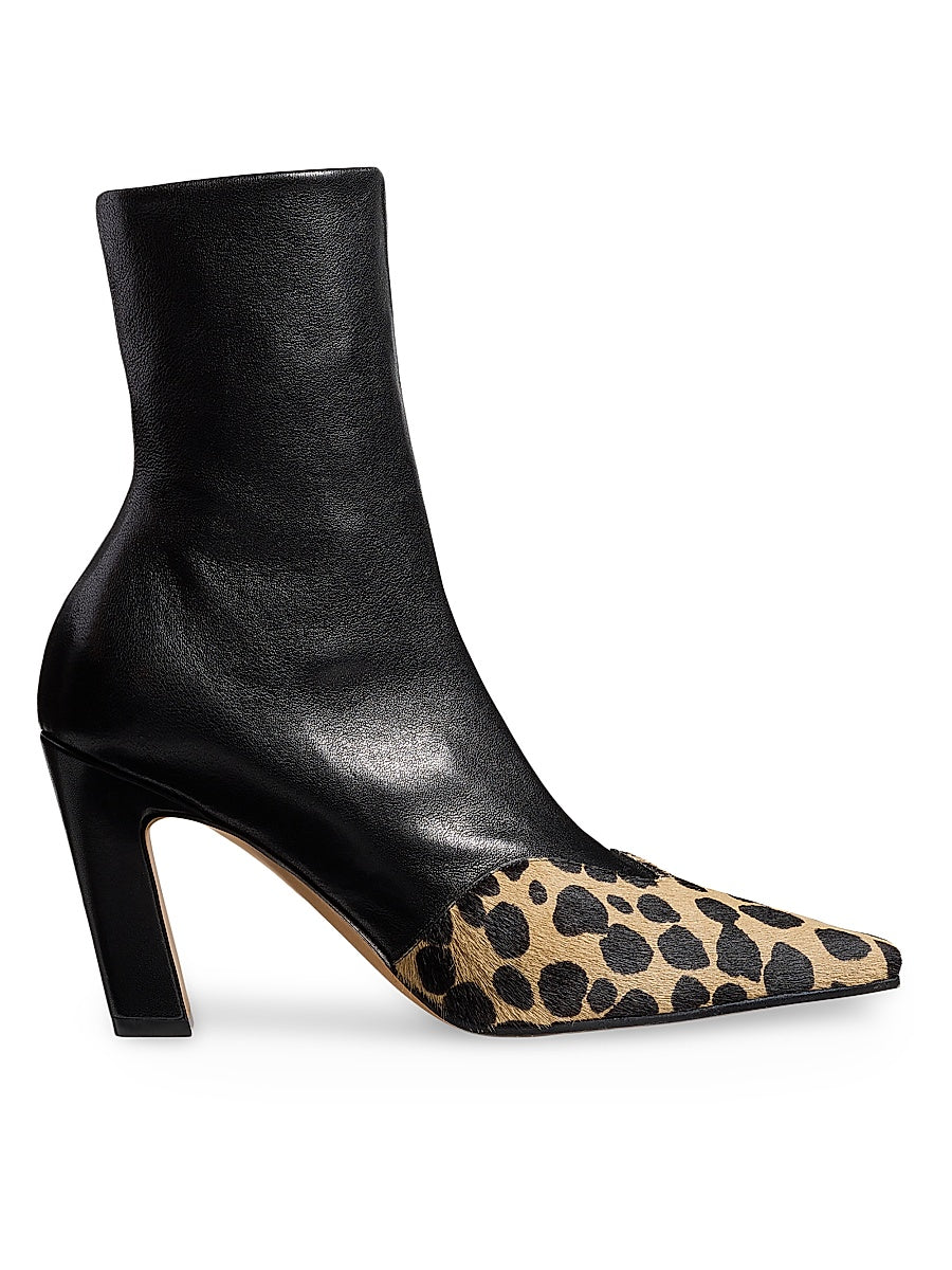 Nevada 85MM Leather & Calf Hair Ankle Boots