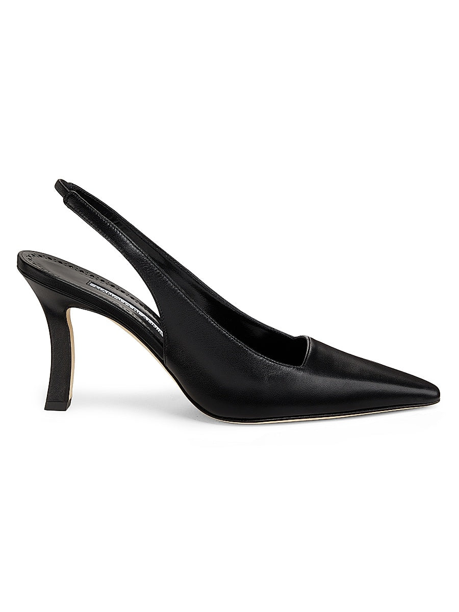 Moirasli Leather Slingback Pumps