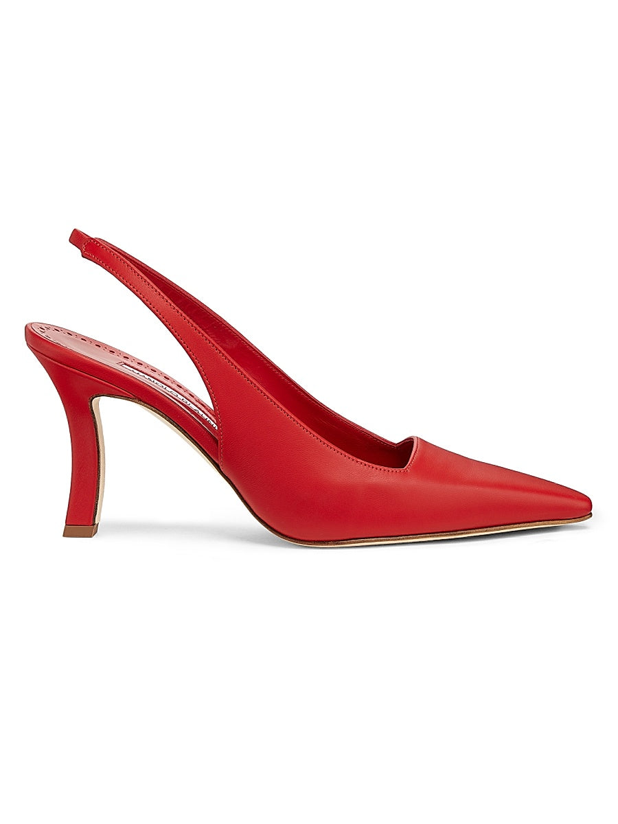 Moirasli Leather Slingback Pumps