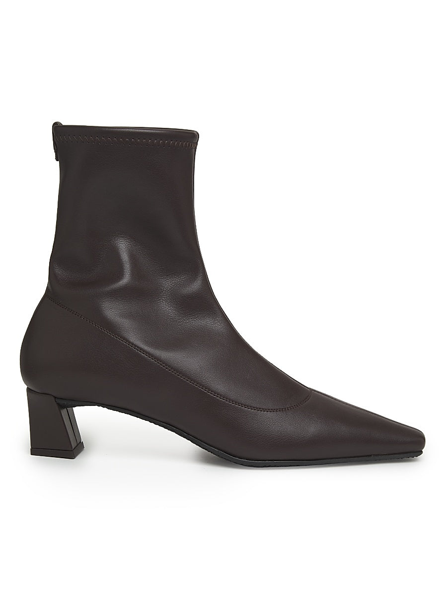 40MM Stretch Leather Square-Toe Ankle Boots