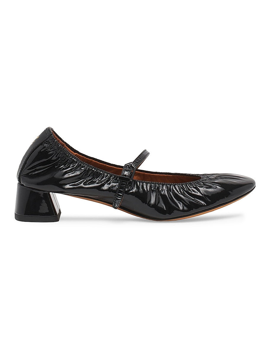 Heeled Mary Janes in Glossy Leather