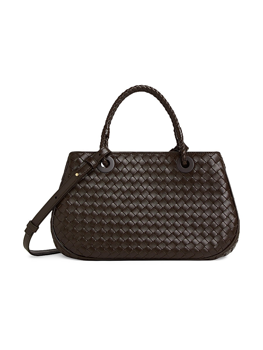 Intrecciato Leather Top Handle Bag