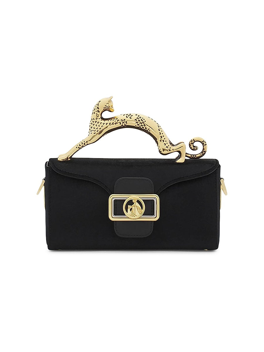 Nano Pencil Cat Top Handle Bag in Velvet