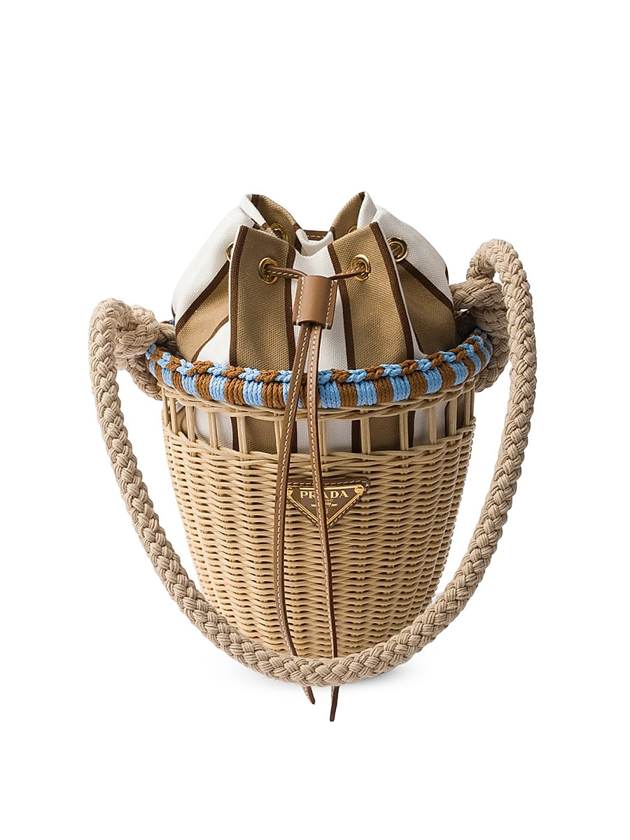 Wicker Mini Bucket Bag