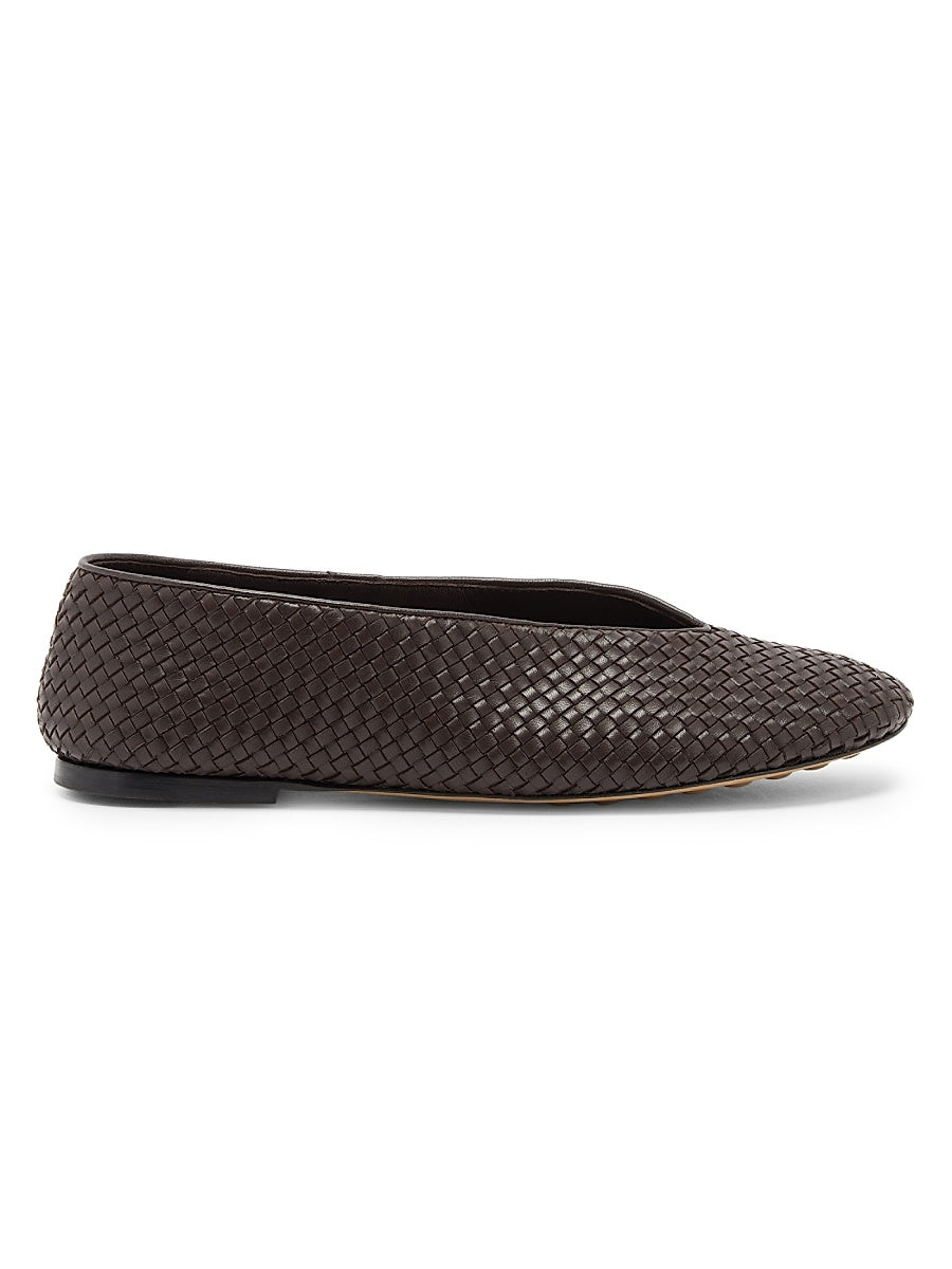 Rosa Intrecciato Leather Flats