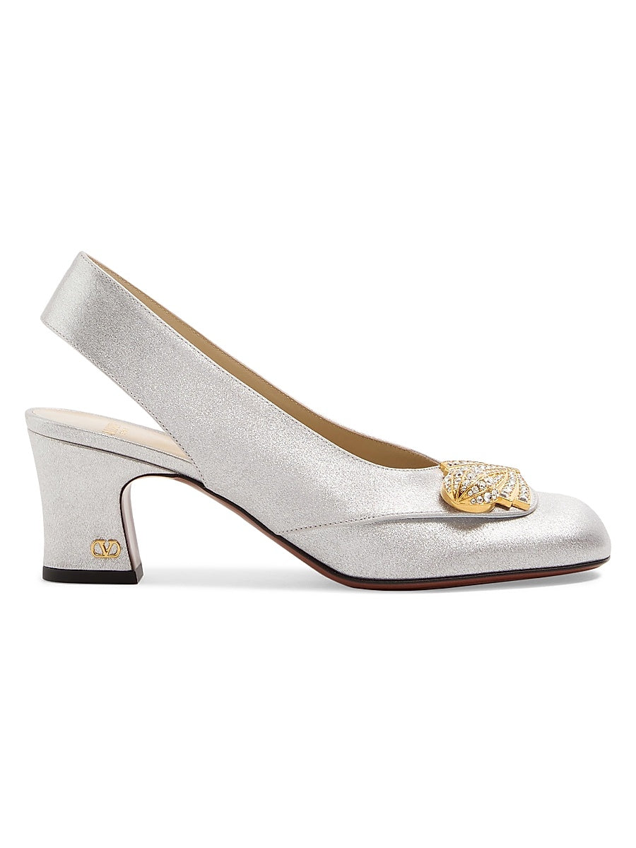 Adamantine 60MM Slingback Pumps in Glitter Fabric