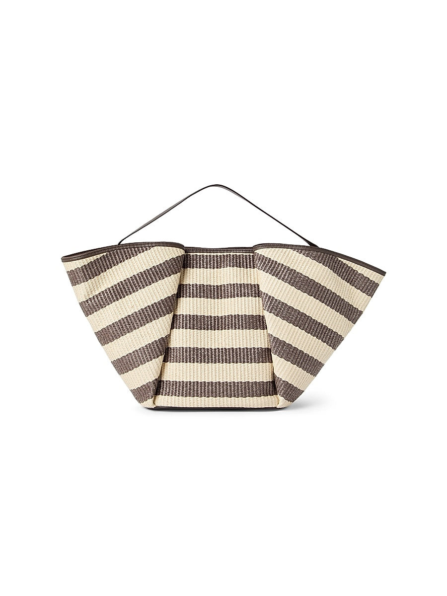 Marina Large Shopper Bag in Striped Techno Cotton Raffia