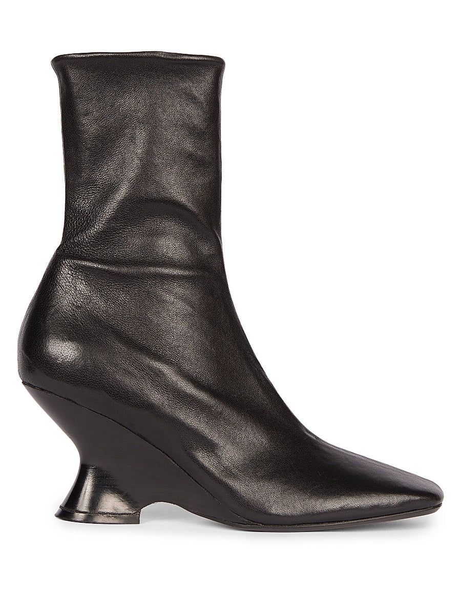 Leather Wedge Booties