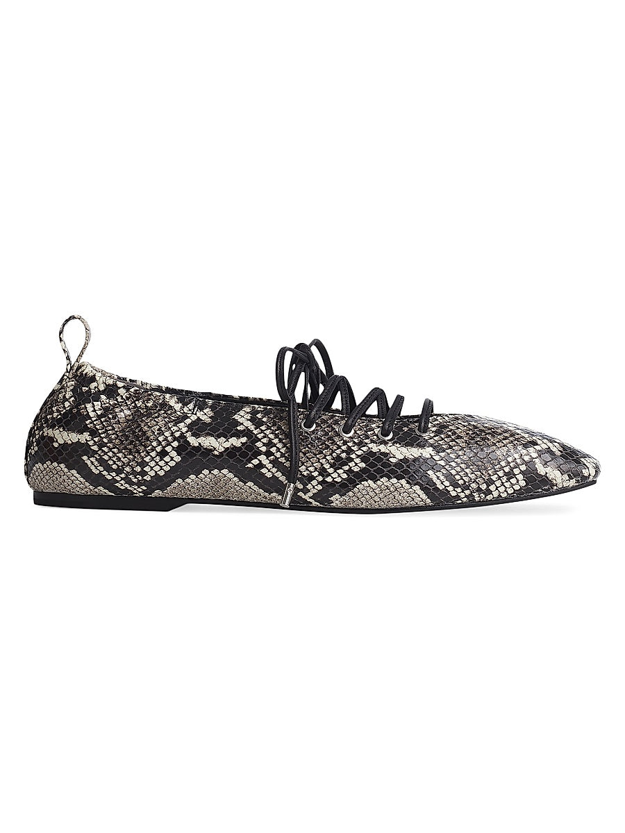 Sophia Snakeskin-Printed Leather Ballet Flats